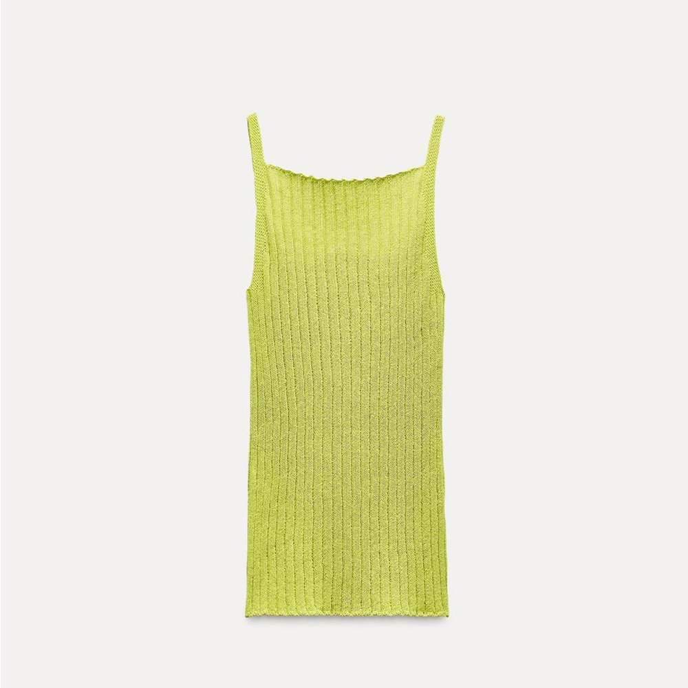 Lime Green Zara Ribbed Knit Top